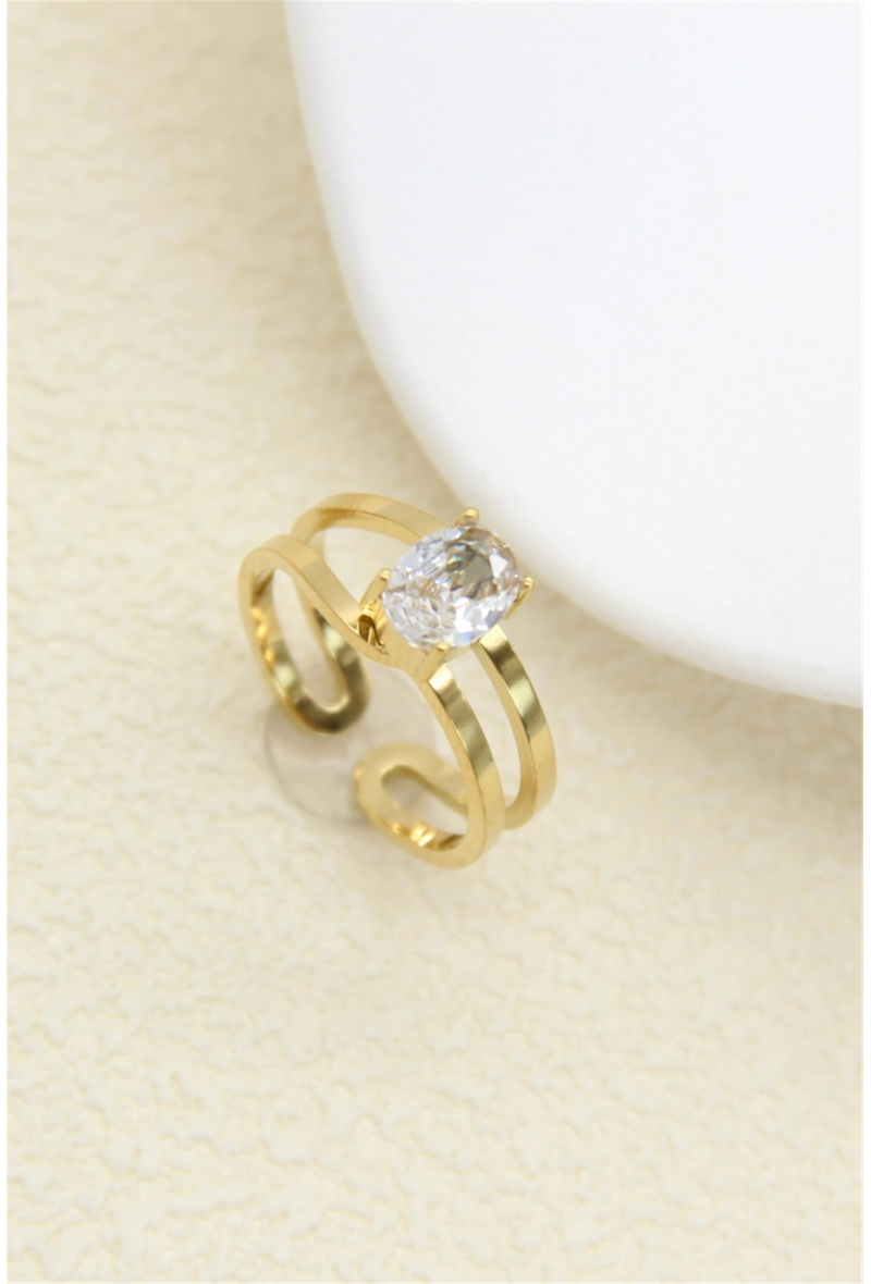 Bague Dorée Ajustable Ornée de Strass – Style Élégant