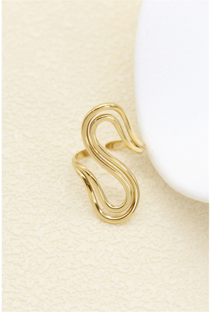 Bague ajustable design ondulé en acier inoxydable