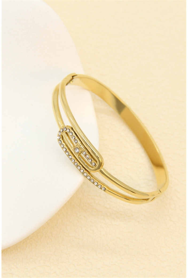 Bracelet jonc doré – Design boucle strassée élégant