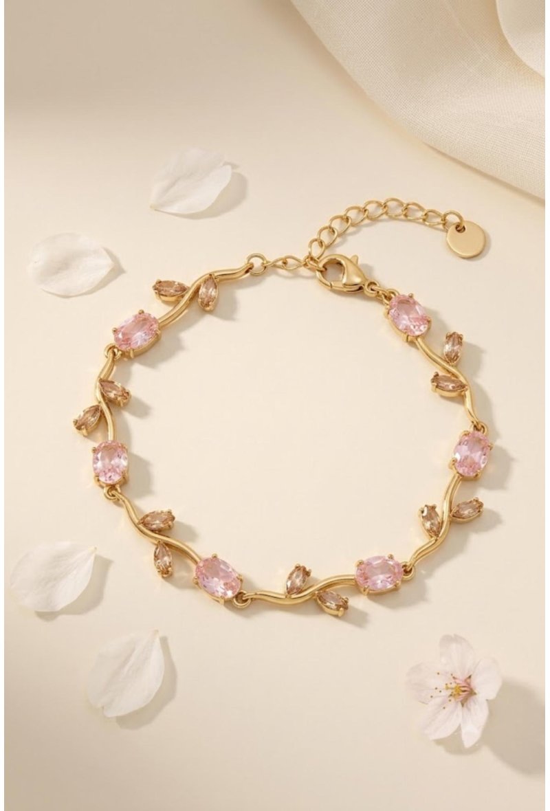 Bracelet Fleur Rose Strass