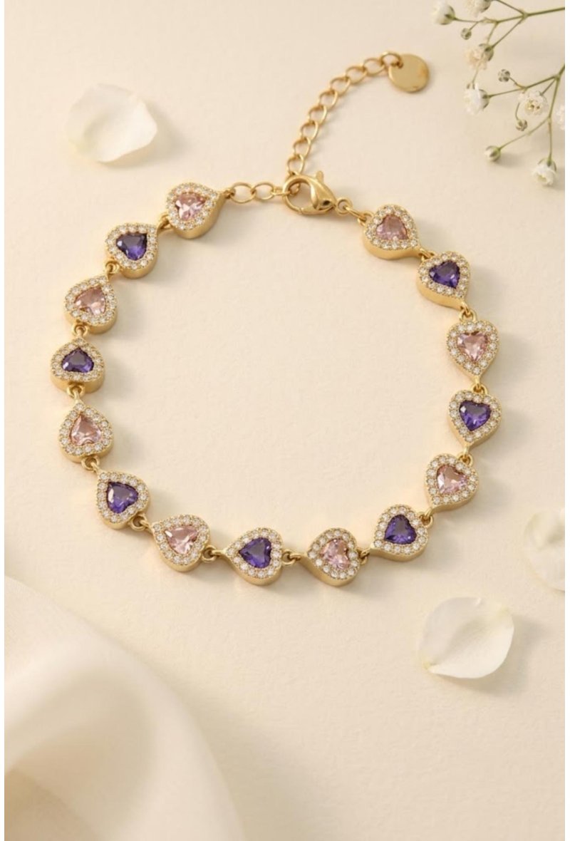 Bracelet Cœur Strass en Acier Inoxydable – Romantique & Scintillant