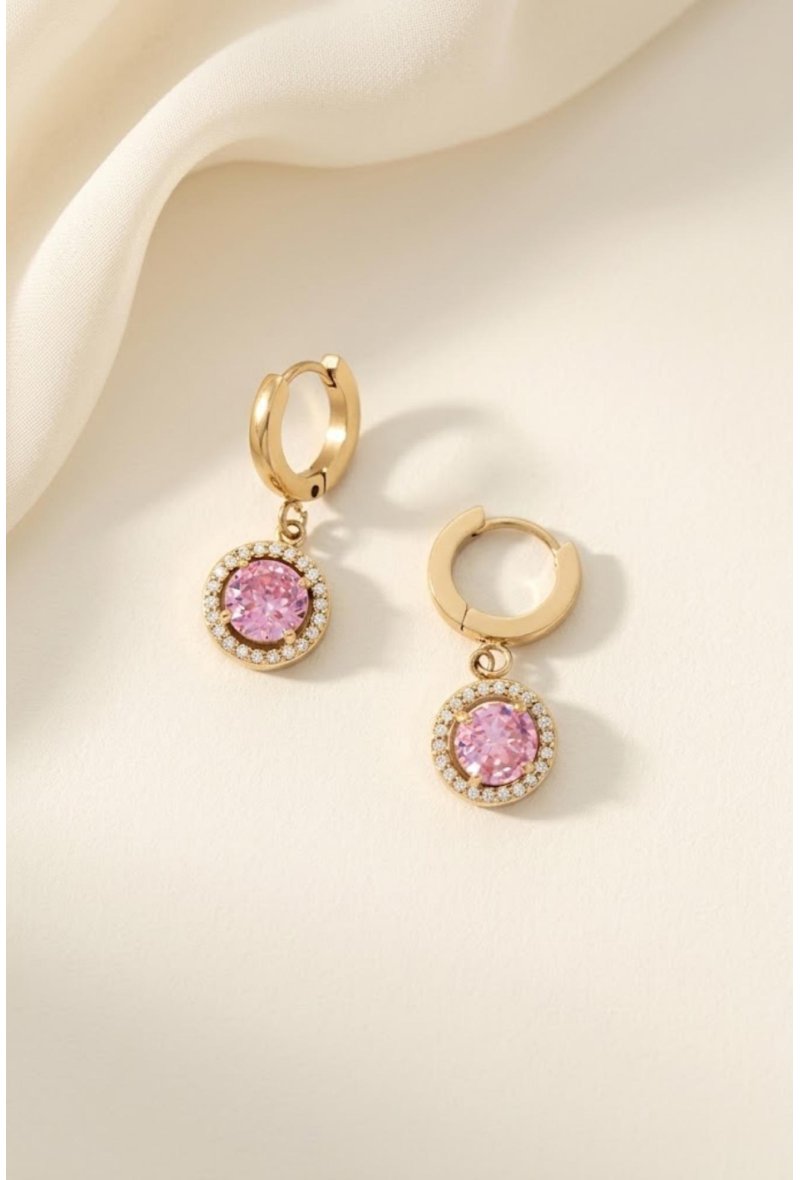 Boucles d’oreilles pendantes à pierre ronde