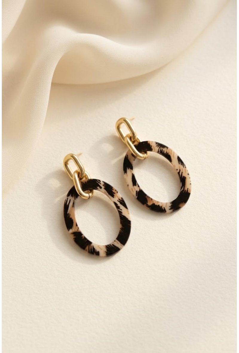 Boucles d’oreilles pendantes motif léopard