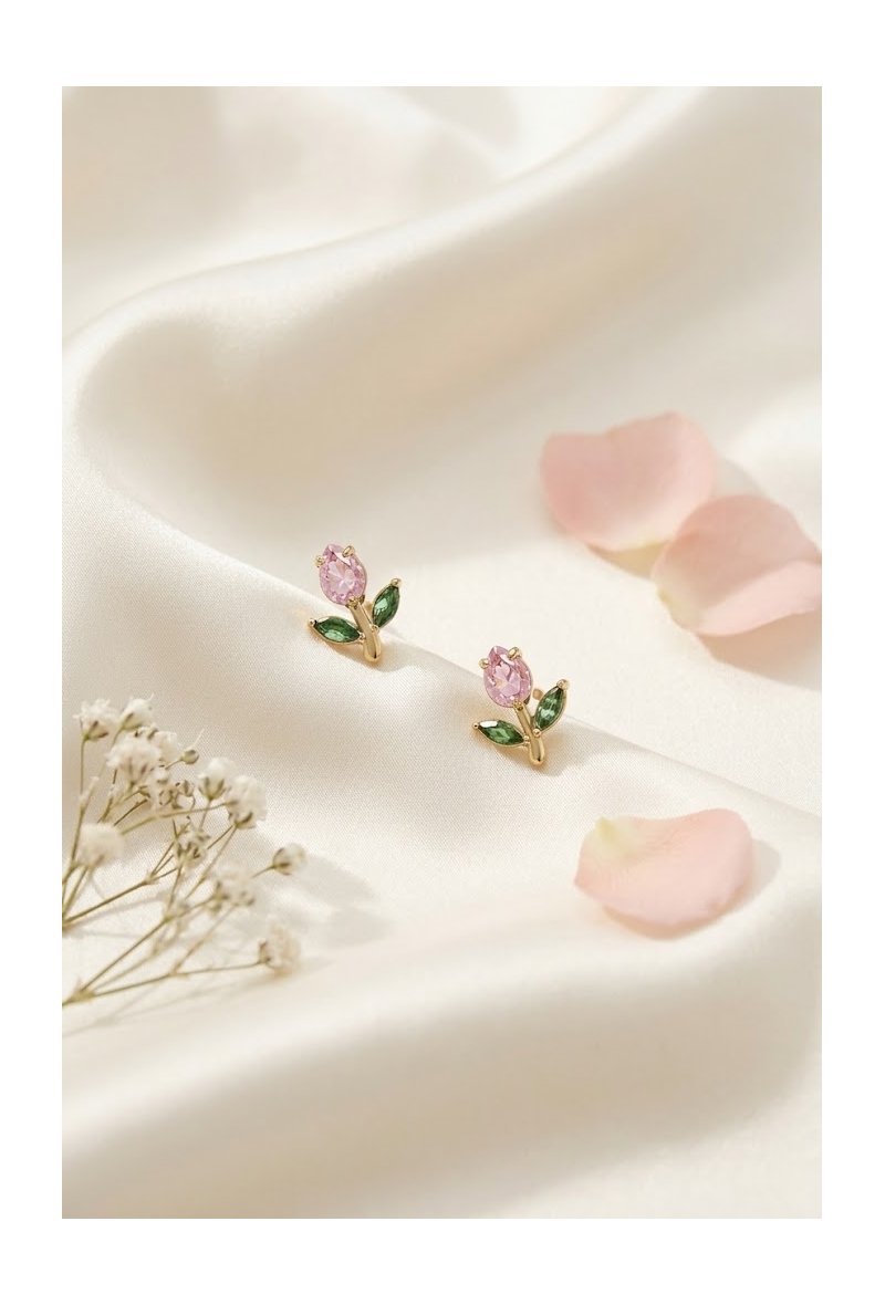 Boucles d’oreilles Tulipe Acier Inoxydable -Bijou Floral Délicat